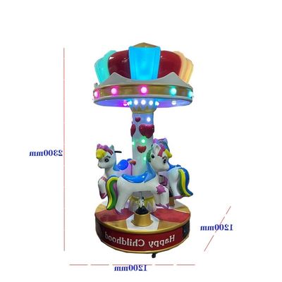 Amusement Park Mini Carousel Kiddie Ride Horse Machine For Children 110KG Load
