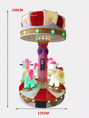 Amusement Park Mini Carousel Kiddie Ride Horse Machine For Children 110KG Load