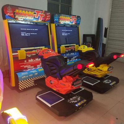 Plastic Moto Racing Game Machine 2200*2500*2500mm Cool Coin Operated Driving Simulator