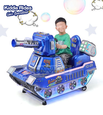 Interactive Kiddie Amusement Rides Happy Train Crazy Tank With Bubble Gun