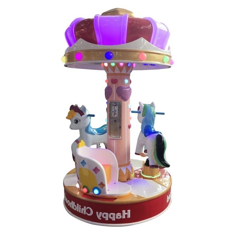 Amusement Park Mini Carousel Kiddie Ride Horse Machine For Children 110KG Load
